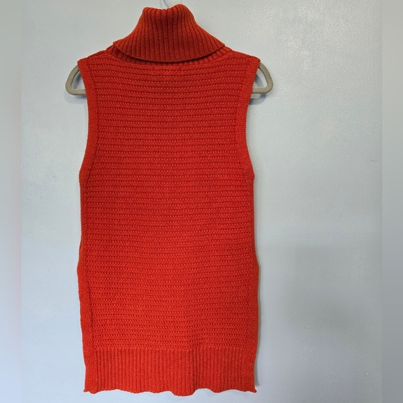 Banana Republic Textured Sleeveless Tutleneck XS Orange Red - Picture 3 of 7